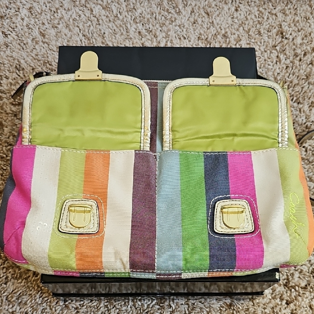 ​Coach 2011 Poppy Sequin Stripe Rocker Satchel - Style 19025 - Multi-Color EUC - Picture 15 of 16